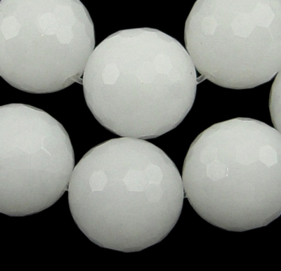 PandaHall Gemstone Beads Strands, White Jade, Natural, Faceted Round, White, about 14mm in diameter, hole: 1mm, 28 pcs/strand, 15" White...