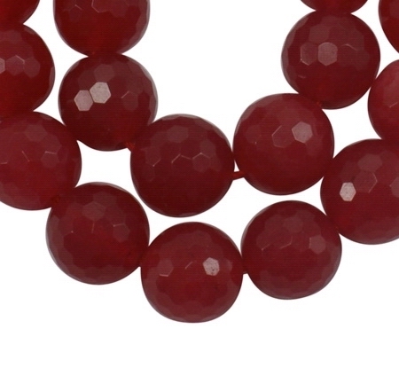 PandaHall Natural White Jade Gemstone Beads, Faceted Round, Red, about 12mm in diameter, hole: 1mm, 33 pcs/Strand, Dyed, 15.5" White Jade...