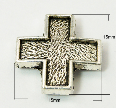PandaHall Tibetan Style Multi-Strand Links, Lead Free & Cadmium Free & Nickel Free, Cross, Antique Silver, 15x15x3mm, hole: 1.5mm Alloy...
