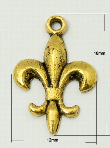 PandaHall Tibetan Silver Pendants, Lead Free & Cadmium Free & Nickel Free, Fleur De Lis, Antique Golden, Size: about 19mm long, 12mm wide...