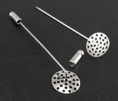 PandaHall Brass Brooch Pins, Platinum Color, Used for Making Brooch, Nickel Free, Pin: about 16mm wide, 63mm long, 1mm thick; Cap: 4mm wide...