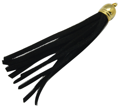 PandaHall Suede Tassels, with Golden Color Brass Findings, Nice for DIY Earring or Cell Phone Straps Making, Black, about 10mm wide, about...