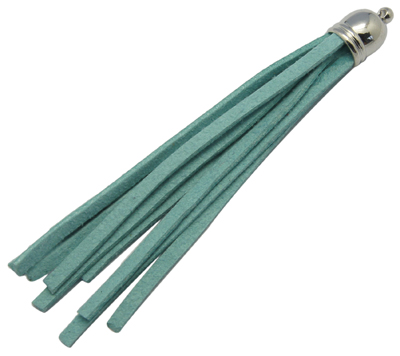 PandaHall Suede Tassels, with Platinum Color Brass Findings, Nice for DIY Earring or Cell Phone Straps Making, Cyan, 10x60~83mm, Hole: 2mm...
