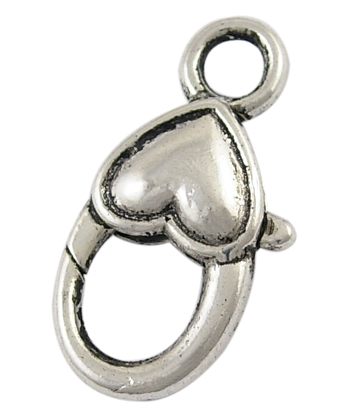 PandaHall Tibetan Style Heart Lobster Claw Clasps, Lead Free & Cadmium Free & Nickel Free, Antique Silver, about 27mm long, 14mm wide, 6mm...