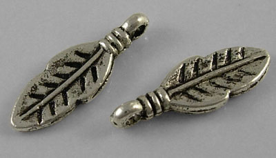 PandaHall Tibetan Style Pendant, Lead Free and Cadmium Free, Antique Silver, 17mm long, 6mm wide, 1.5mm thick hole: 1mm Alloy Leaf