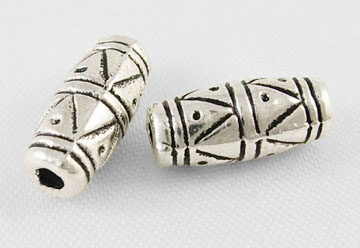 PandaHall Tibetan Style Beads, Lead Free & Cadmium Free & Nickel Free, Tube, Antique Silver, about 11mm long, 5mm wide, hole: 2mm Alloy Tube