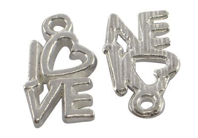 PandaHall Tibetan Style Pendant, Silver, Lead Free and Cadmium Free, Heart with Love, about 14.3mm long, 8mm wide, 1.5mm thick, hole: 1mm...