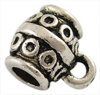 PandaHall Tibetan Silver Hangers, Bail Beads, Lead Free and Cadmium Free, Cup, Antique Silver, about 10mm long, 8.5mm wide, 7mm thick, 4.5mm...