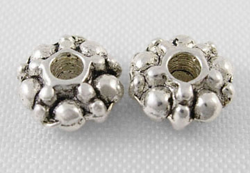 PandaHall Tibetan Style Bead Spacers, Lead Free & Nickel Free & Cadmium Free, Antique Silver, about 6mm in diameter, 3mm thick, hole: 1.5mm...