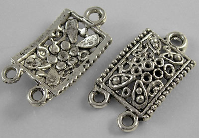 PandaHall Tibetan Style Links, Rectangle, Antique Silver, Lead Free and Cadmium Free and Nickel Free, 23x12.5x3mm, Hole: 2mm Alloy Rectangle