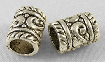PandaHall Tibetan Silver Beads, Column, Antique Silver, Lead Free & Cadmium Free & Nickel Free, 9x7mm, Hole: 3.5mm Alloy Column