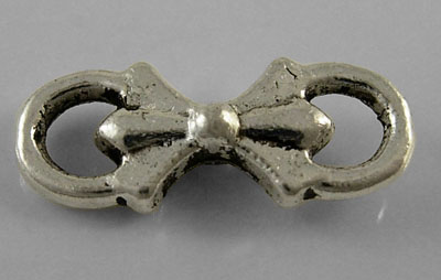 PandaHall Tibetan Style Bowknot Links, Lead Free,Cadmium Free and Nickel Free, Antique Silver, 16mm long, 6mm wide, 3.5mm thick hole: 2mm...