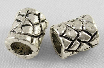 PandaHall Tibetan Silver Beads, Lead Free & Nickel Free & Cadmium Free, Column, Antique Silver, about 6mm in diameter, 7mm long, hole: 4mm...