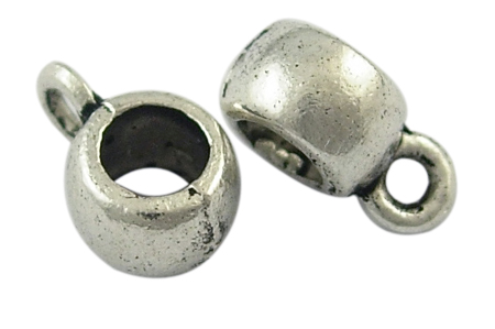 PandaHall Tibetan Style Hanger, Bail Beads, Cadmium Free & Nickel Free & Lead Free, Rondelle, Antique Silver, 9x6x4mm, Hole: 1.5mm Alloy...