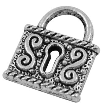 PandaHall Tibetan Style Pendant, Lead Free,Cadmium Free and Nickel Free, Lock, Antique Silver Color, about 19.5mm long, 16mm wide, 3mm thick...
