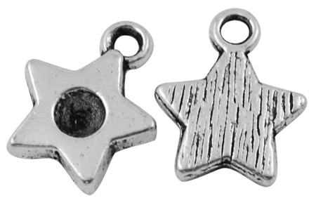 PandaHall Tibetan Style Star Charms Rhinestone Settings, Antique Silver, Lead Free & Cadmium Free; 14x11.5x2.5mm, Hole: 2mm Alloy Star
