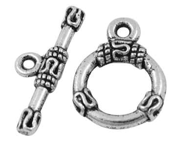 PandaHall Tibetan Silver Toggle Clasps, Ring, Antique Silver, Lead Free and Cadmium Free and Nickel Free, Ring: 18x13x2mm, Hole: 2mm; Bar...