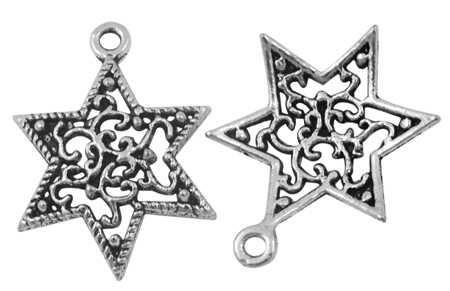 PandaHall Tibetan Silver Pendants, Star of David, Antique Silver, Lead Free and Cadmium Free and Nickel Free, 23x18x3mm, Hole: 1.5mm Alloy...