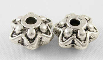 PandaHall Tibetan Style Spacer Beads, Lead Free & Cadmium Free, Flower, Antique Silver, about 9mm in diameter, 5mm long, hole: 2mm Alloy...