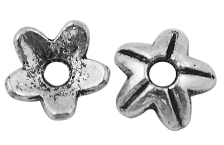 PandaHall Tibetan Silver Bead Caps, Lead Free & Cadmium Free, Flower, Antique Silver, about 9mm long, 9mm wide, 3mm thick, hole: 2mm Alloy