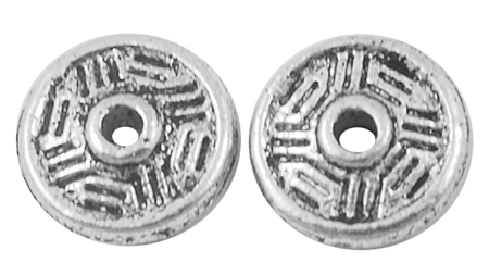 PandaHall Tibetan Silver Bead Spacers, Lead Free & Cadmium Free, Flat Round, Antique Silver, about 7mm in diameter, 2.5mm thick, hole: 1mm...
