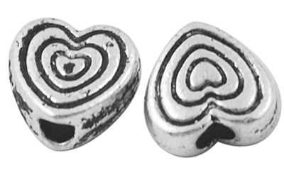 PandaHall Tibetan Style Beads, Lead Free and Cadmium Free, Heart, Antique Silver Color, about 6mm long, 6mm wide, 3mm thick, hole: 1mm Alloy...