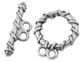 PandaHall Tibetan Silver Toggle Clasps, Lead Free, Cadmium Free and Nickel Free, Ring, Antique Silver, about 18mm long, 15mm wide; about...