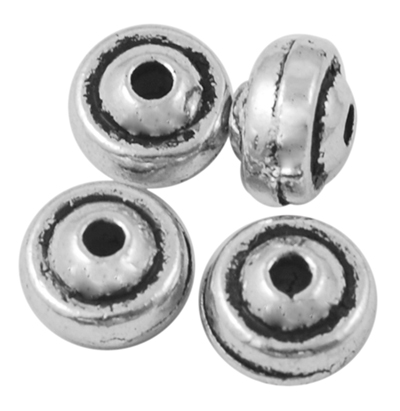 PandaHall Tibetan Silver Spacer Beads, Lead Free, Cadmium Free and Nickel Free, Rondelle, Antique Silver, Flat Round, about 7mm long, 7mm...