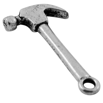 PandaHall Tibetan Style Pendant, Hammer, Lead Free & Cadmium Free & Nickel Free, Antique Silver, 25mm long, 13mm wide, 2mm thick, hole: 2mm...