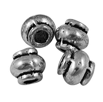 PandaHall Tibetan Style Beads, Lead Free & Cadmium Free, Barrel, Antique Silver Color, Size: about 4mm long, 4.5mm thick, hole: 2mm Alloy...