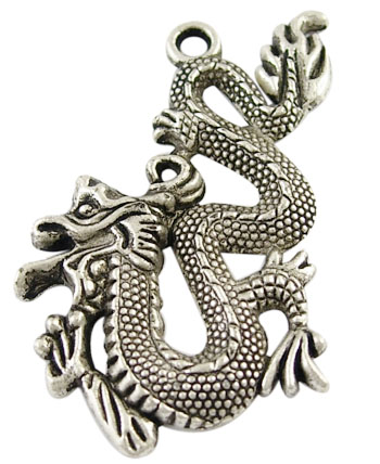 PandaHall Tibetan Style Alloy Big Pendants, Lead Free and Cadmium Free, Antique Silver, Dragon, 52.5mm long, 31mm wide, 3mm thick, hole...