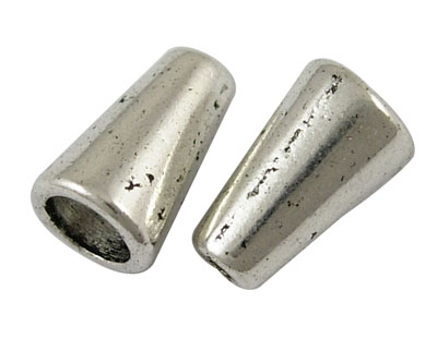 PandaHall Tibetan Sliver Alloy Bead Cone, Antique Silver, Lead Free and Cadmium Free; 10x6mm, Hole: 1.5mm & 3.3mm Alloy