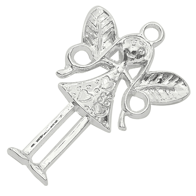 PandaHall Tibetan Style Pendants, Fairy, Silver, Lead Free and Cadmium Free and Nickel Free, 58x34x5mm, Hole: 4mm Alloy Angel & Fairy Silver