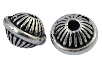 PandaHall Tibetan Silver Bead Spacers, Bicone, Lead Free & Nickel Free & Cadmium Free, Antique Silver, 7x5mm, Hole: 1.5mm Alloy Bicone