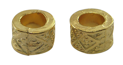 PandaHall Tibetan Silver European Beads, Large Hole Beads, Lead Free & Cadmium Free, Column, Golden Color, about 8mm in diameter, 5mm thick...