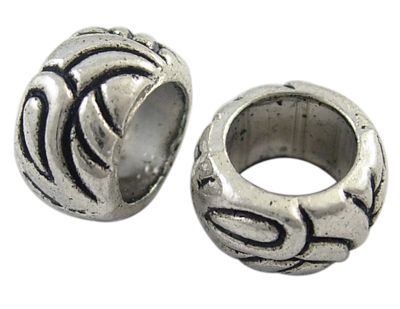 PandaHall Tibetan Silver Beads, Lead Free and Cadmium Free, Rondelle, Antique Silver, about 10mm in diameter, 6mm thick, hole: 6.5mm Alloy...