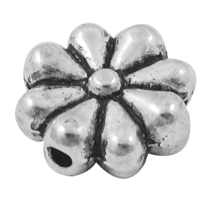 PandaHall Tibetan Silver Beads, Flower, Antique Silver, 10x9x3.5mm, Hole: 1mm, Lead Free & Cadmium Free & Nickel Free Alloy Flower