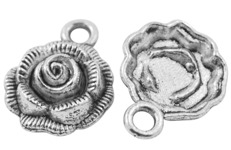 PandaHall Tibetan Silver Pendant, Rose Flower, Lead Free, Cadmium Free and Nickel Free, Antique Silver, about 17.5mm long, 14mm wide, 5mm...