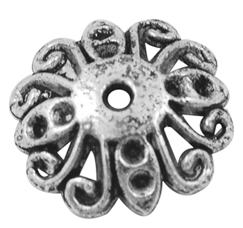 PandaHall Tibetan Silver Bead Caps, Lead Free, Cadmium Free and Nickel Free, Disc, Antique Silver, about 14.5mm long, 14.5mm wide, 3.5mm...