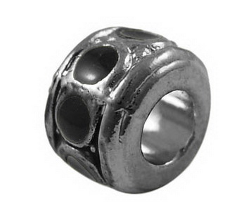 PandaHall Alloy European Beads, with Enamel, Large Hole Beads, Lead Free & Cadmium Free & Nickel Free, Column, Gunmetal, Size: about 10mm in...