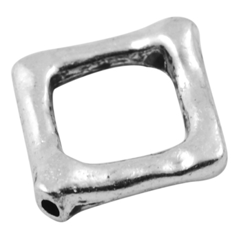 PandaHall Tibetan Silver Bead Frame, Lead Free and Cadmium Free, Rhombus, Antique Silver, about 16mm long, 16mm wide, 2mm thick, hole: 1mm...