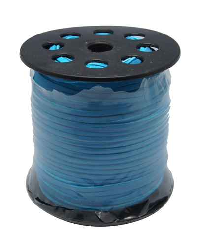 PandaHall Korean Suede Cord, Faux Suede Lace, with PU Leather, DeepSkyBlue, 3x1.5mm, about  100yards/roll Suede Blue
