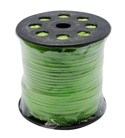 PandaHall Korean Suede Cord, Faux Suede Lace, with PU Leather, LimeGreen, 3x1.5mm, about  100yards/roll Suede Green