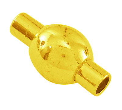 PandaHall Brass Magnetic Clasps, Oval, Golden, 15x8mm, Hole: 3mm Brass Oval