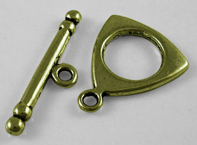 PandaHall Tibetan Style Toggle Clasps, Lead Free, Cadmium Free and Nickel Free, Antique Bronze Color, Triangle: 16mm wide, 19mm long, Bar...