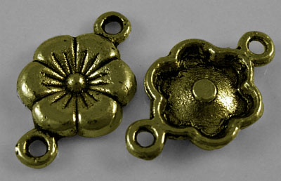 PandaHall Tibetan Style Links, Plum Blossom, Antique Bronze, Lead Free and Nickel Free and Cadmium Free, 18x10mm, Hole: 2mm Alloy Flower