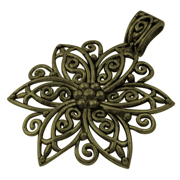 PandaHall Tibetan Style Alloy Focal Pendants, Lead Free, Nickel Free and Cadmium Free, Fancy Filigree Flower, Antique Bronze, Lead Free and...