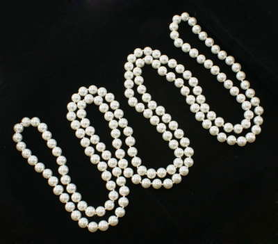 PandaHall Glass Pearl Beads Necklace, White, Necklace: about 58" long; Beads: about 8mm in diameter Glass White