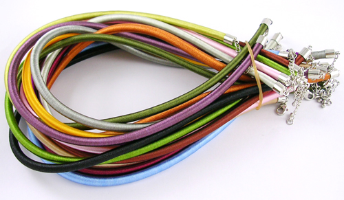 PandaHall Silk Cord Necklace Making, with Brass Clasps, Mixed Color, 17"; 5mm Silk Multicolor