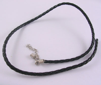 PandaHall Imitation Leather Necklace Cord, Platinum, Black, 4mm in diameter, 18" Imitation Leather Black